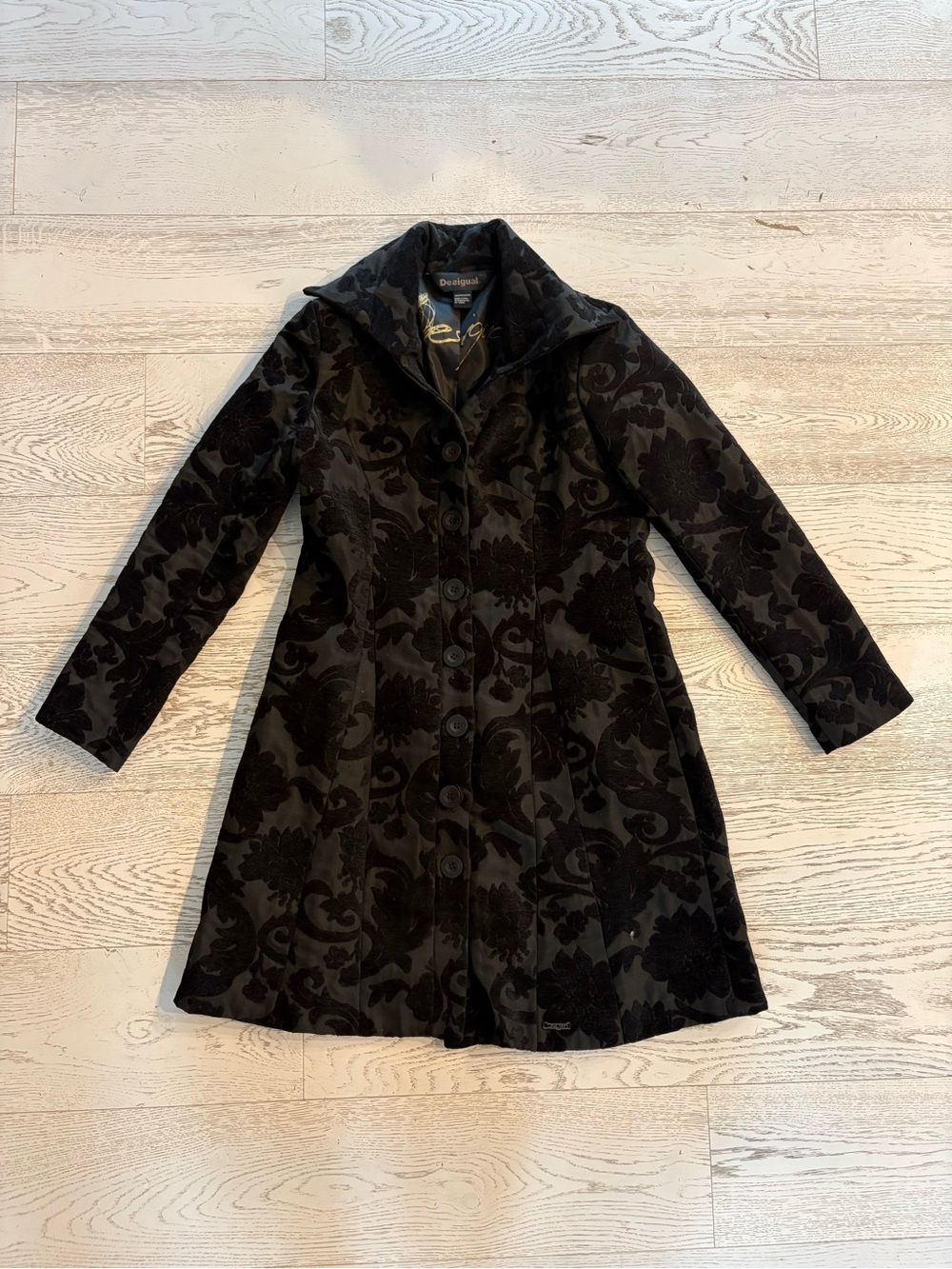Desigual Floral Velvet Trench Coat